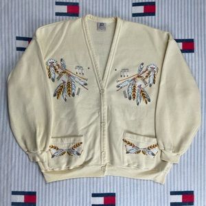 Vintage Native American Feather cardigan sweatshirt